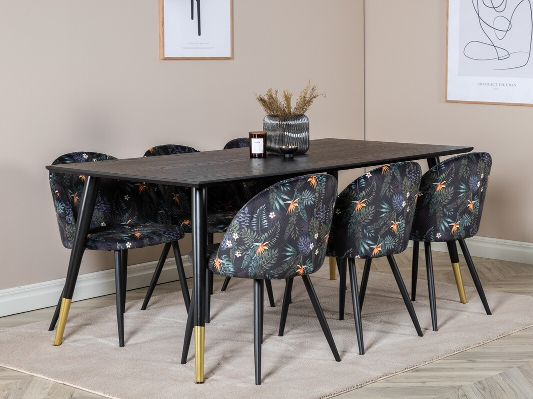 Set de mese Dallas 1876 (Model floral + Negru)