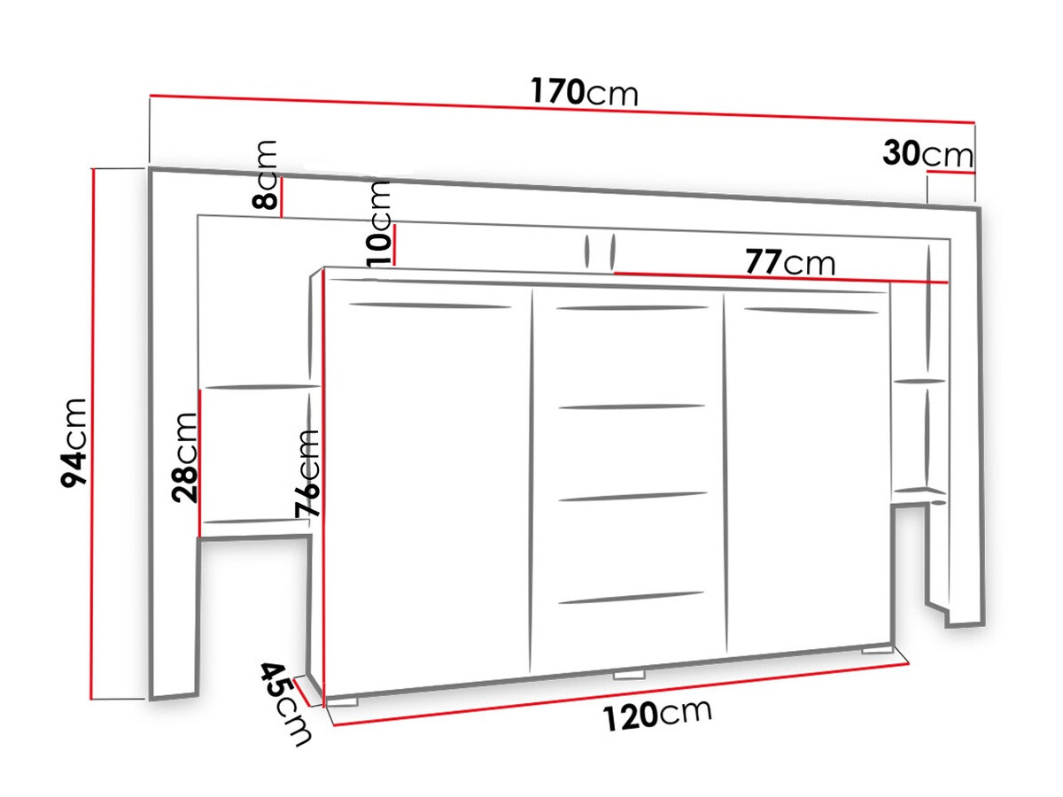 Comodă Aestas (Alb + Negru lucios)