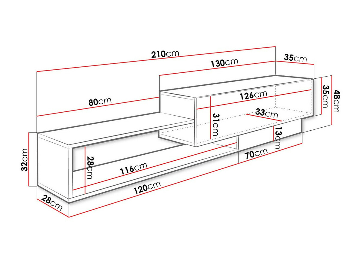 Comodă TV Utica 117 (Alb + Stejar Wotan)