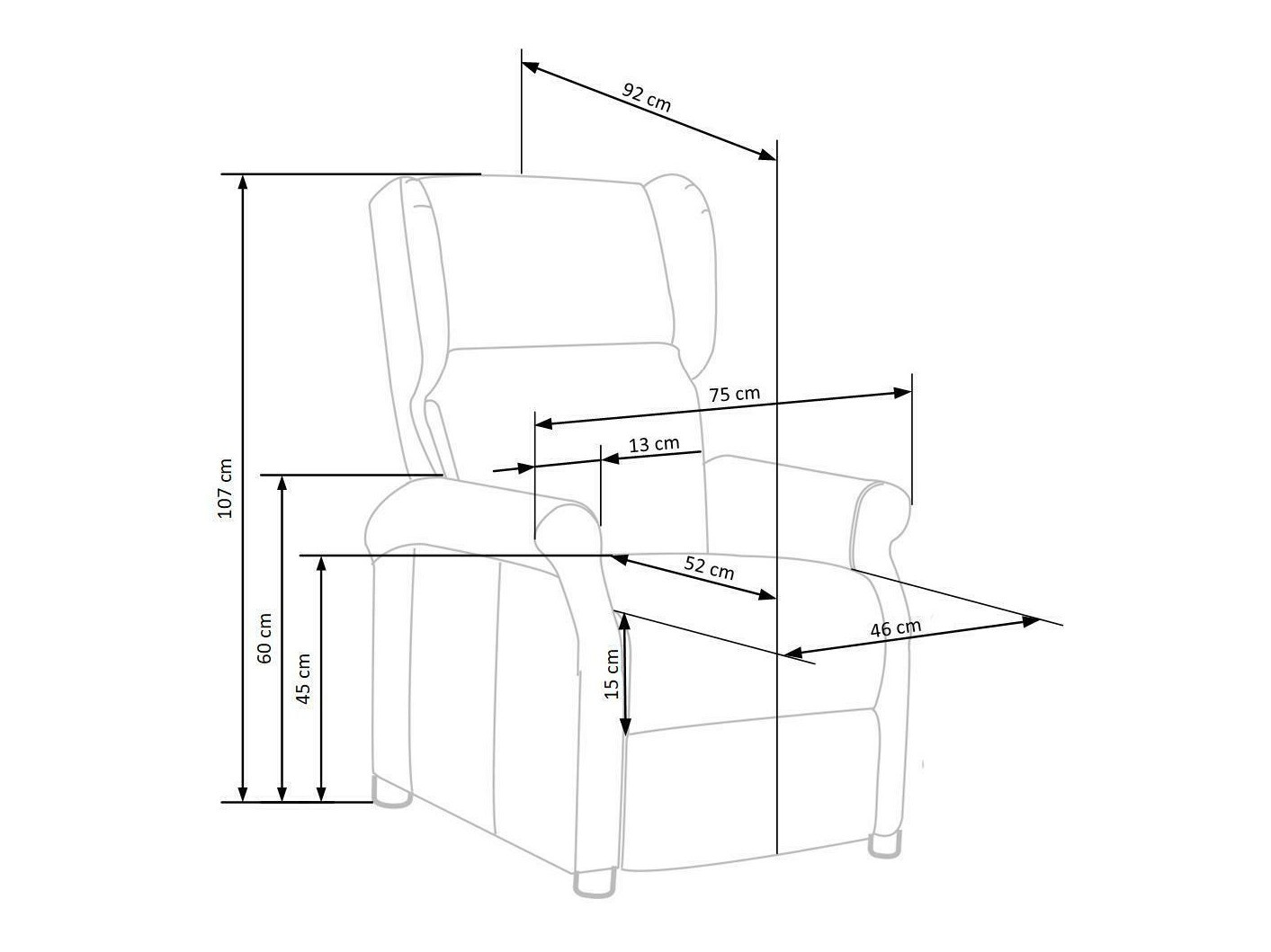 Fotoliu recliner Houston 1029 (Gri)