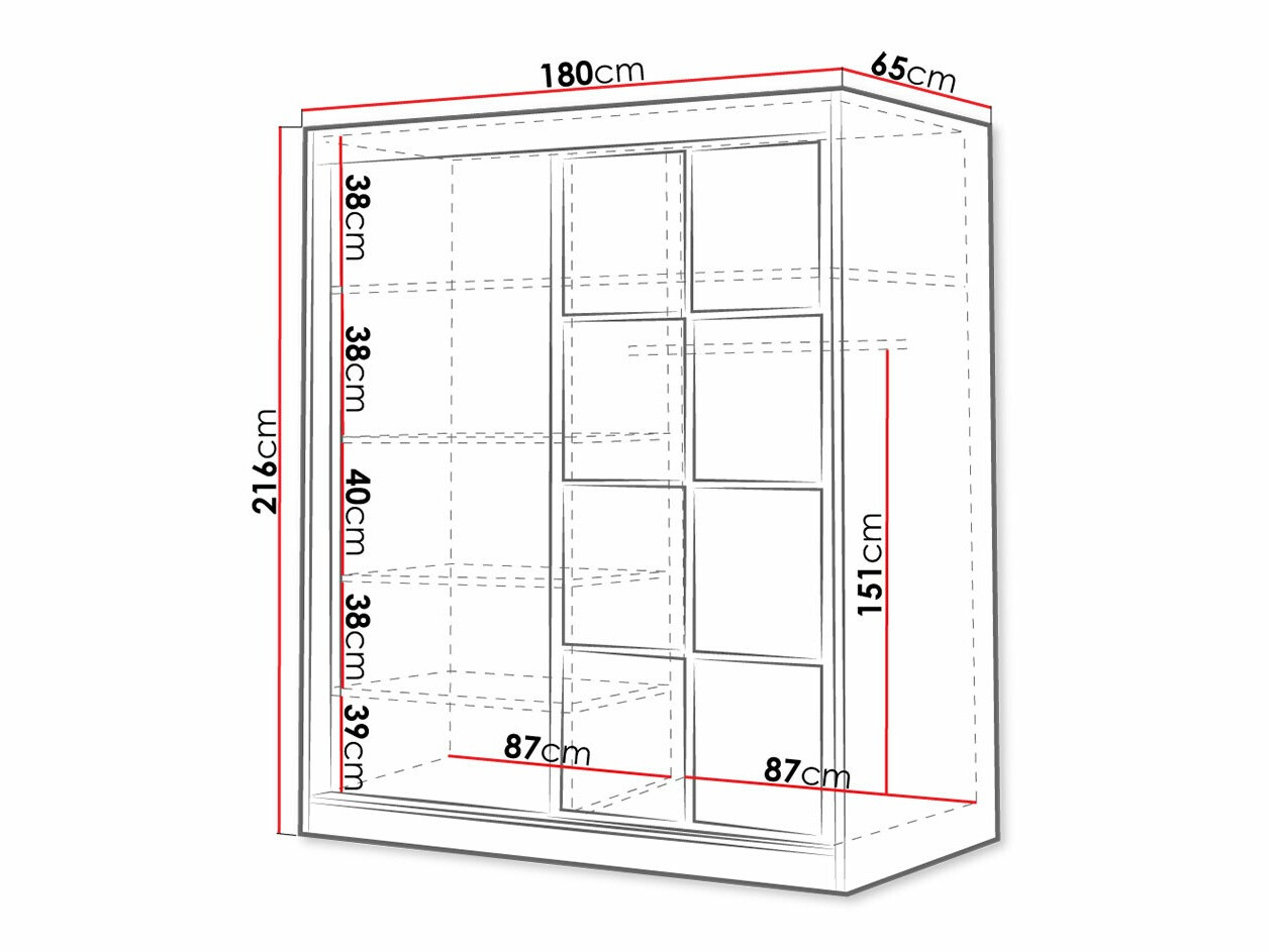 Dulap Toledo 118 (Alb + Negru)