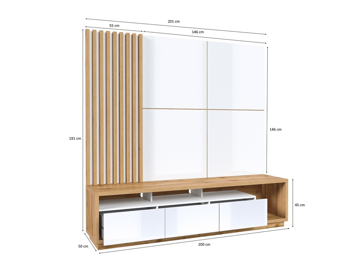 Set de living Austin 360 (Stejar Wotan + Negru + Negru mat)