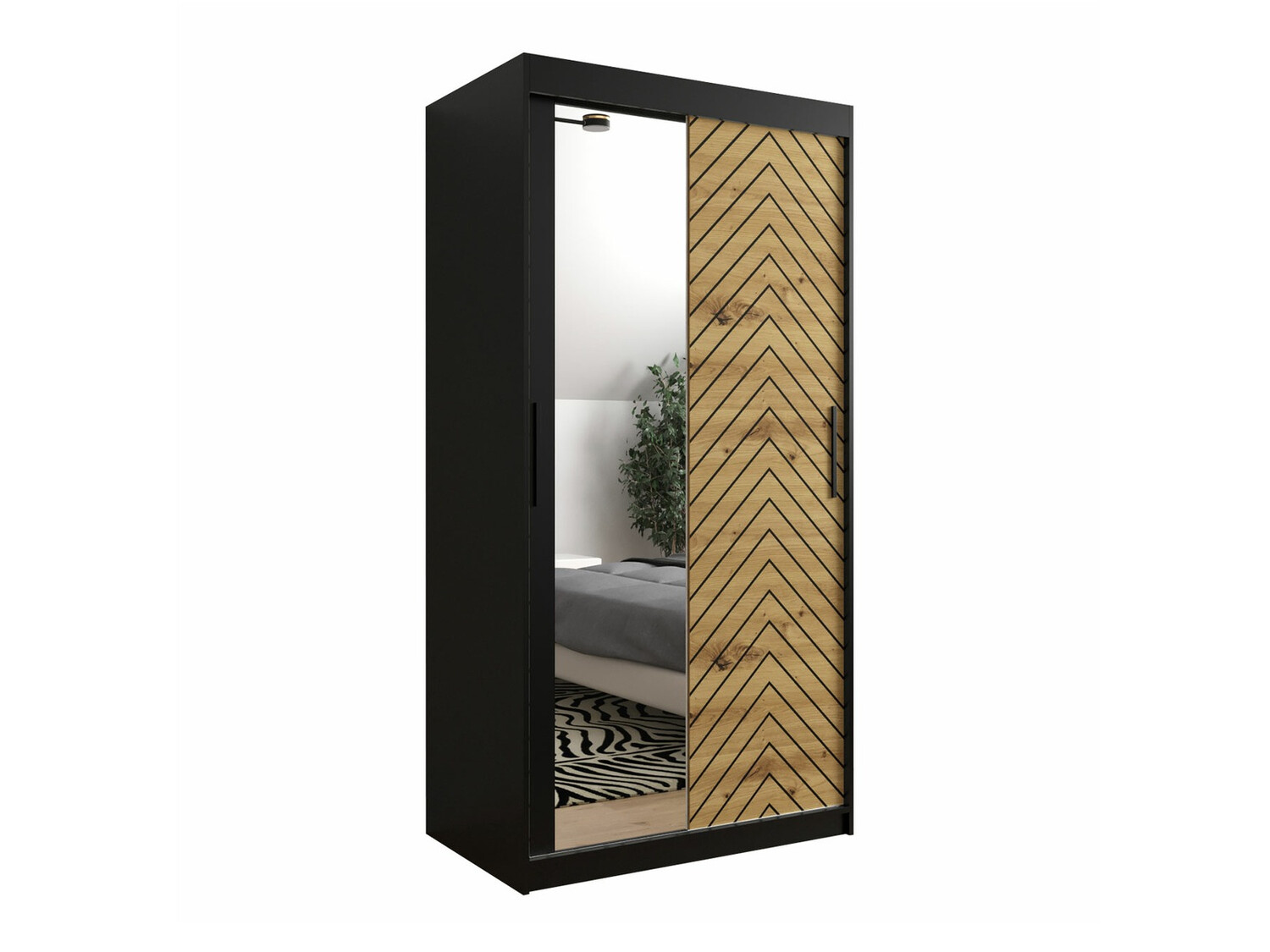 Dulap Hartford 307 (Negru + Stejar artizan)