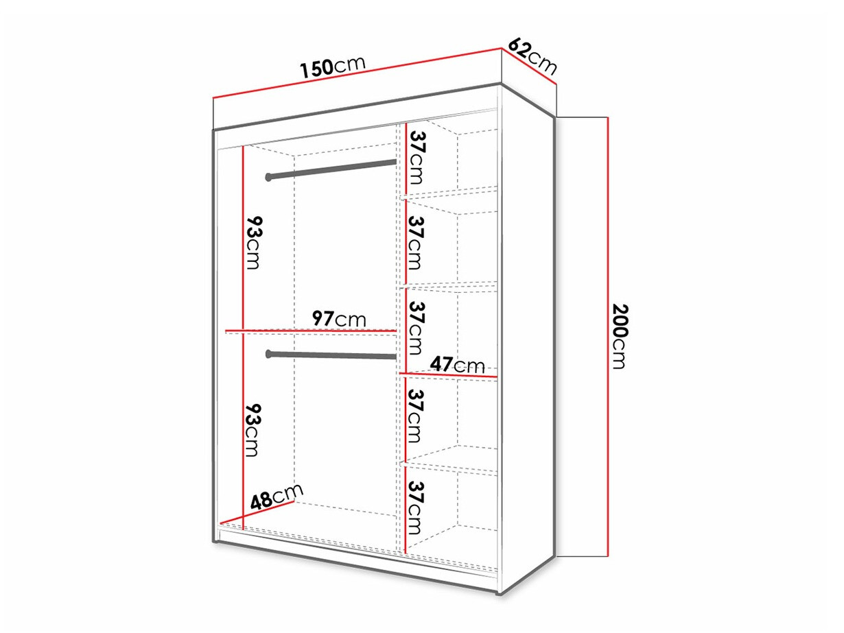 Dulap Hartford 310 (Alb + Negru)
