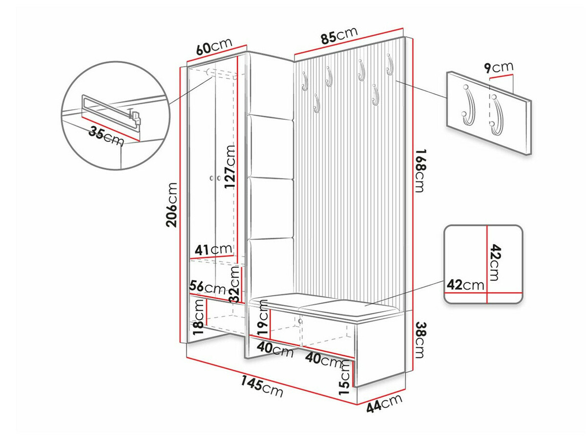 Set de hol Donio III (Stejar artizan + Manila 18)