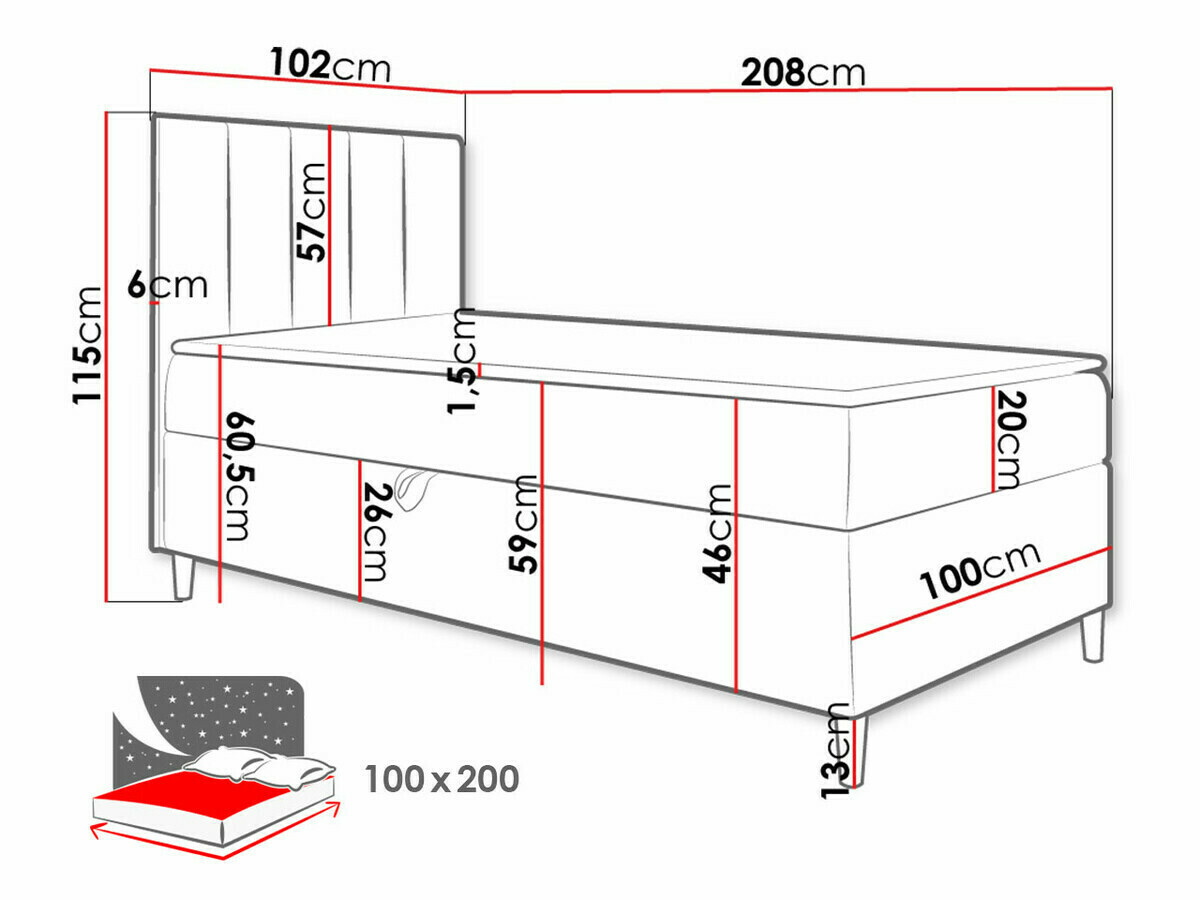 Pat boxspring Lucus VI (Soft 017 + Fresh 14)