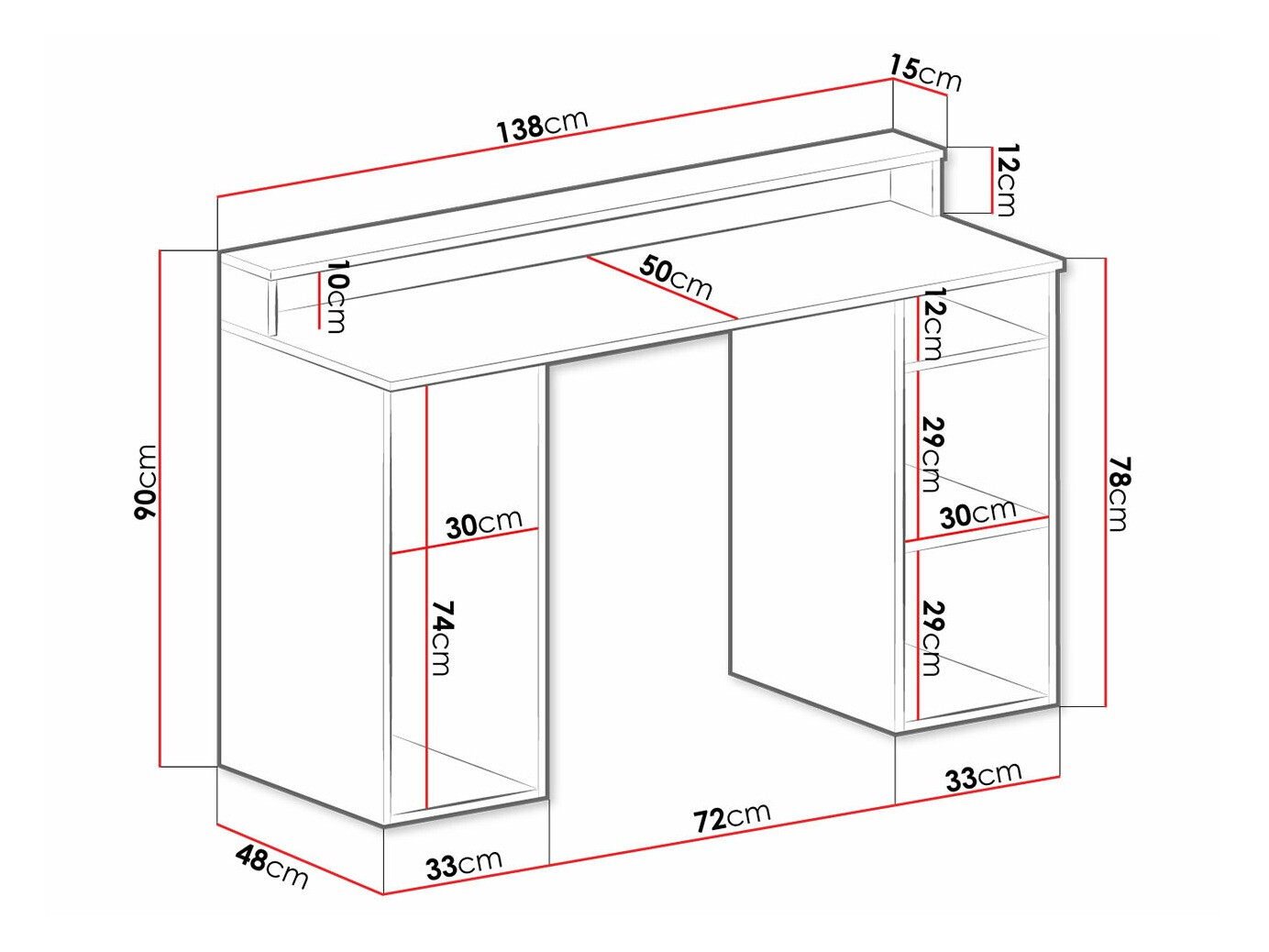 Birou gaming Lila (Alb)