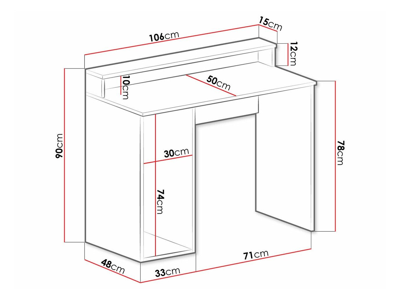 Birou gaming Lila I (Alb)