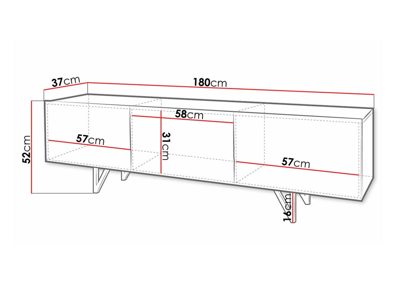 Comodă TV Audis (Alb + Alb lucios)