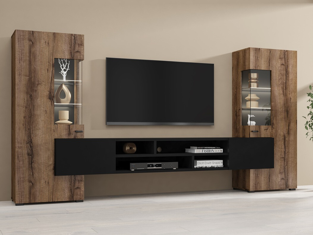 Set de living Mondalo 101 (Stejar Monastery + Negru mat)