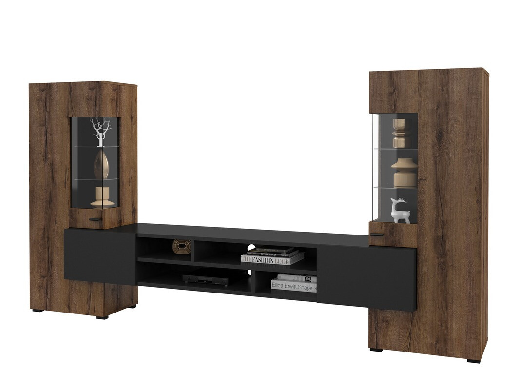 Set de living Mondalo 101 (Stejar Monastery + Negru mat)