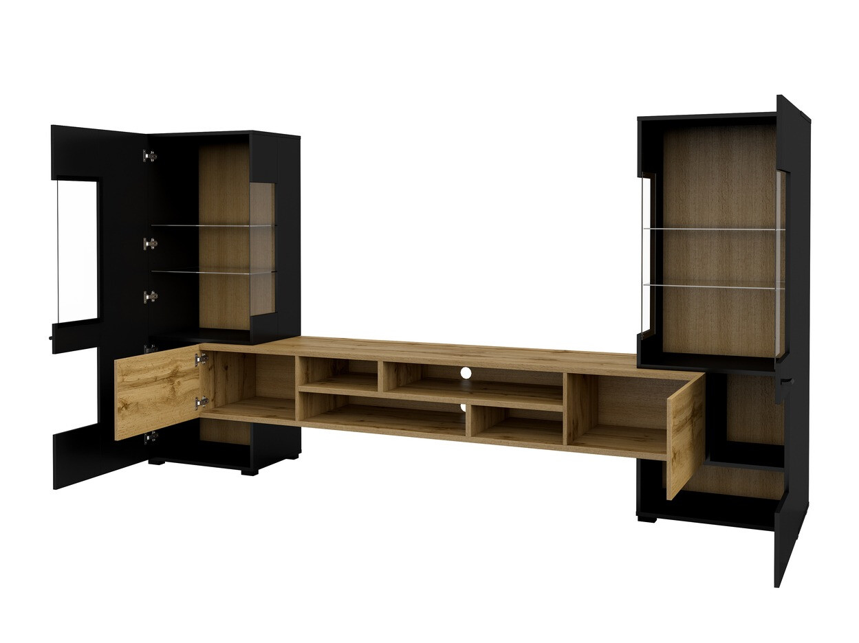 Set de living Mondalo 101 (Stejar Wotan + Negru mat)