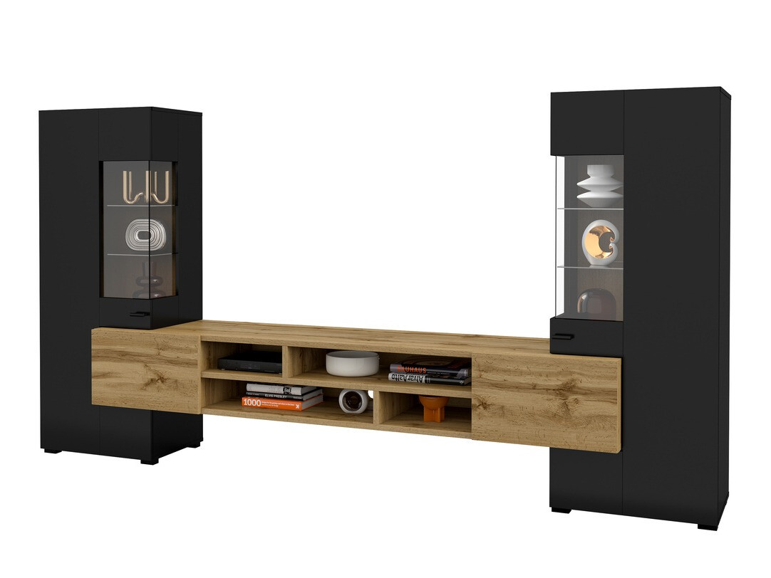 Set de living Mondalo 101 (Stejar Wotan + Negru mat)