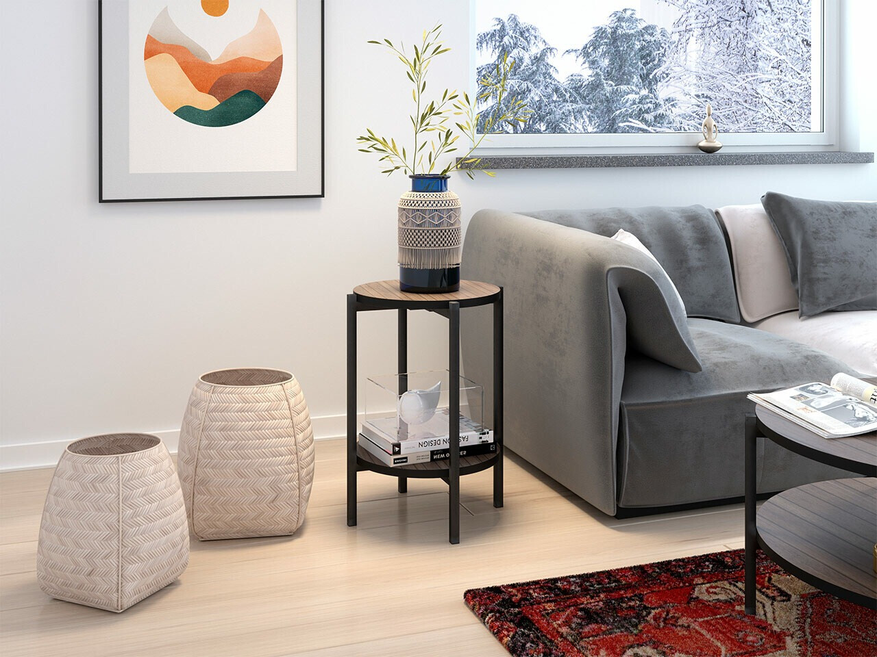 Măsuță laterală Comfivo Cygnus (Maro + Negru)