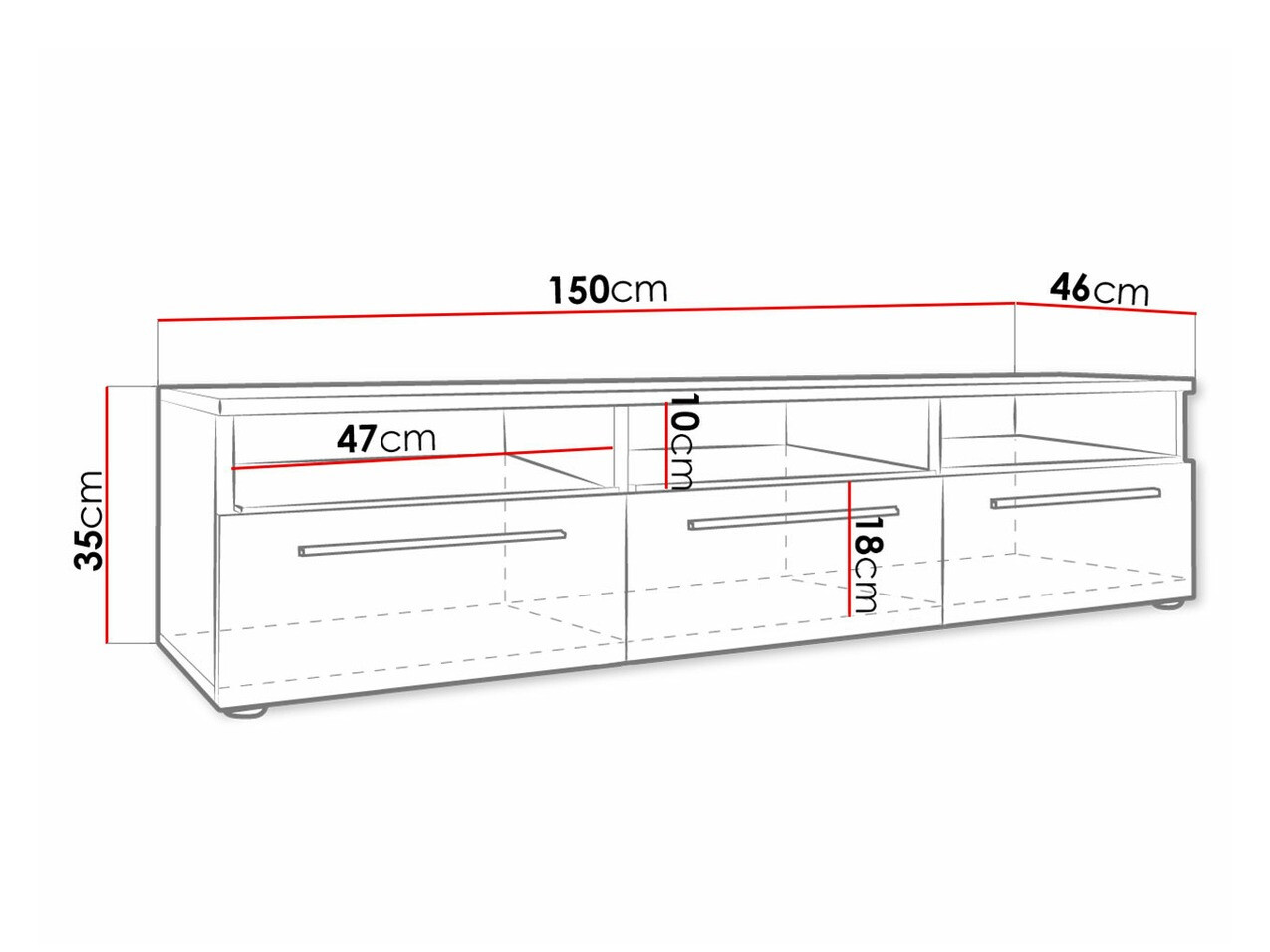 Comodă TV Uva I (Alb + Negru lucios)