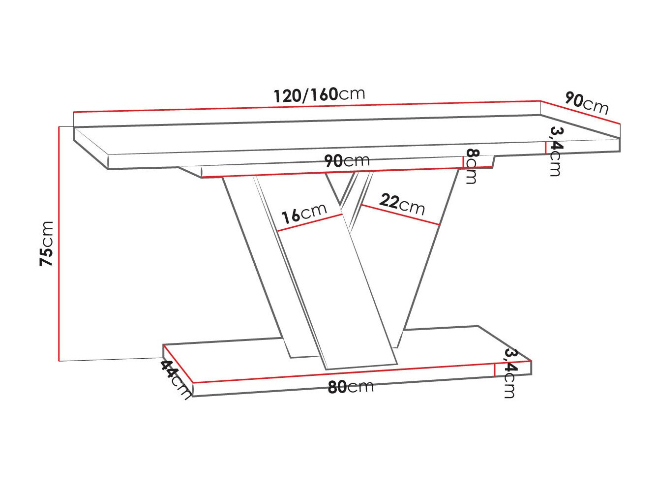 Masă Goodyear 125 (Gri + Alb)