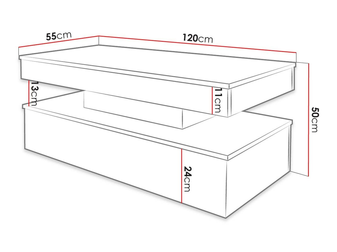 Măsuță de cafea Monfero (Alb + Alb lucios)