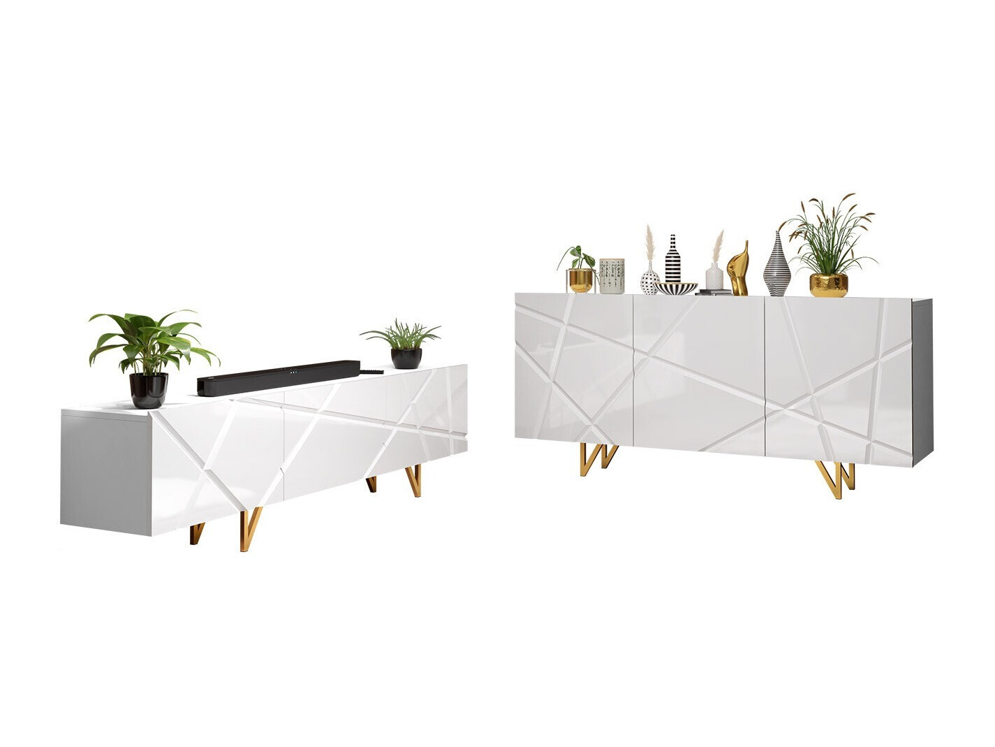 Set de living Audis (Alb + Alb lucios)