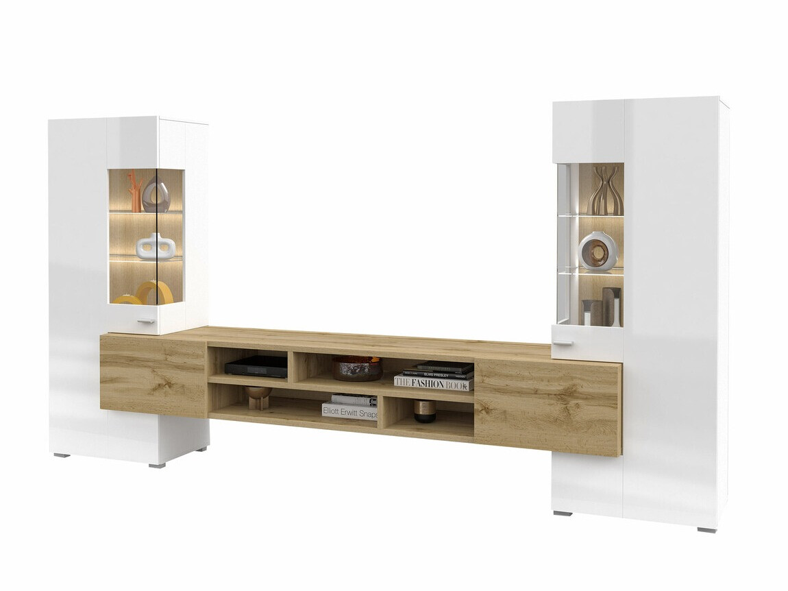 Set de living Mondalo 101 (Stejar Wotan + Alb lucios)