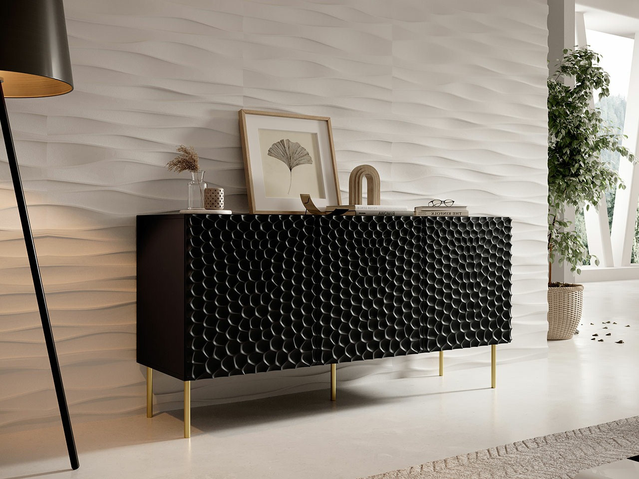 Bufet Charlotte 169 (Negru + Auriu)