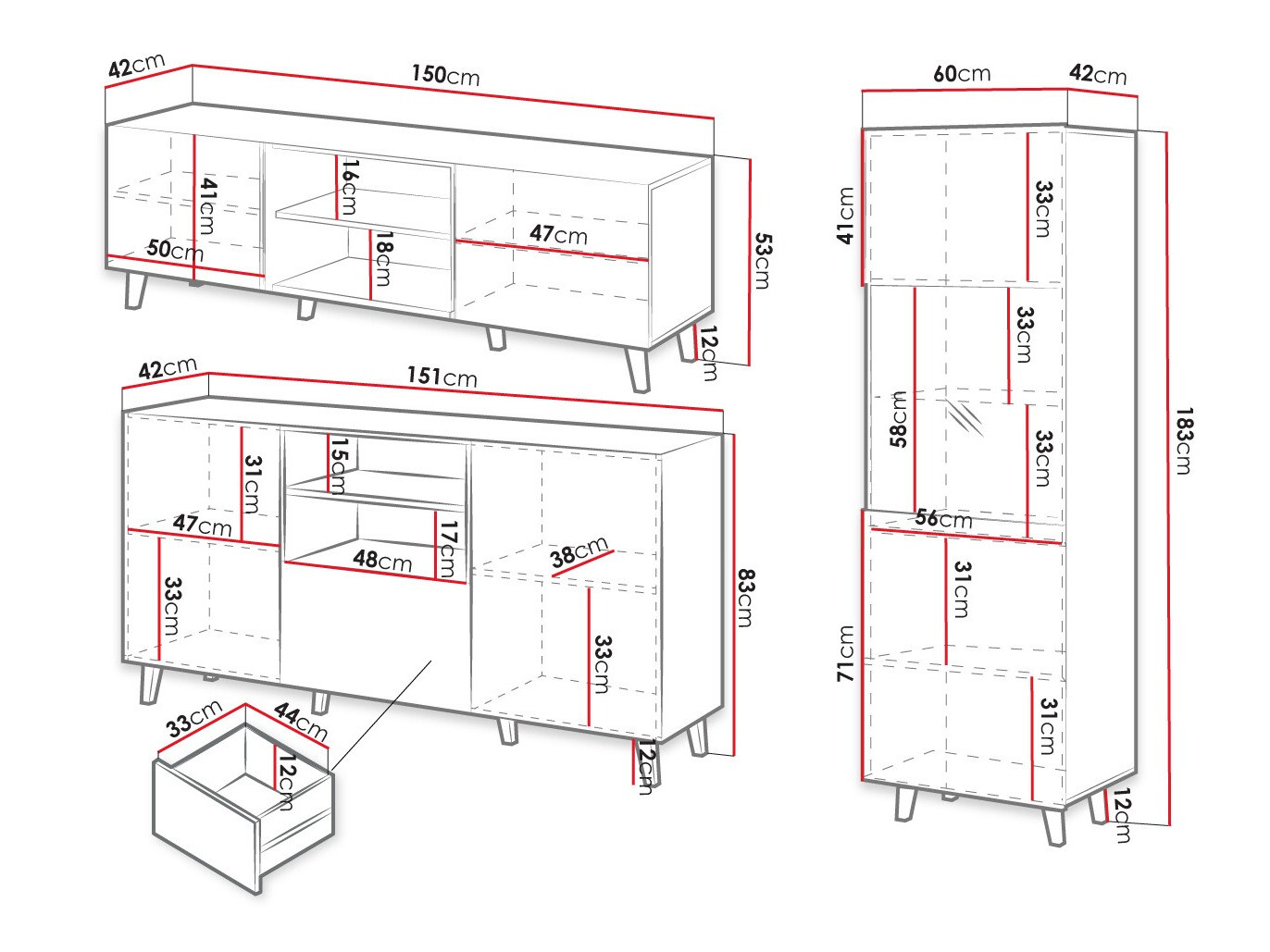 Set de living Comes I (Negru + Stejar Wotan)
