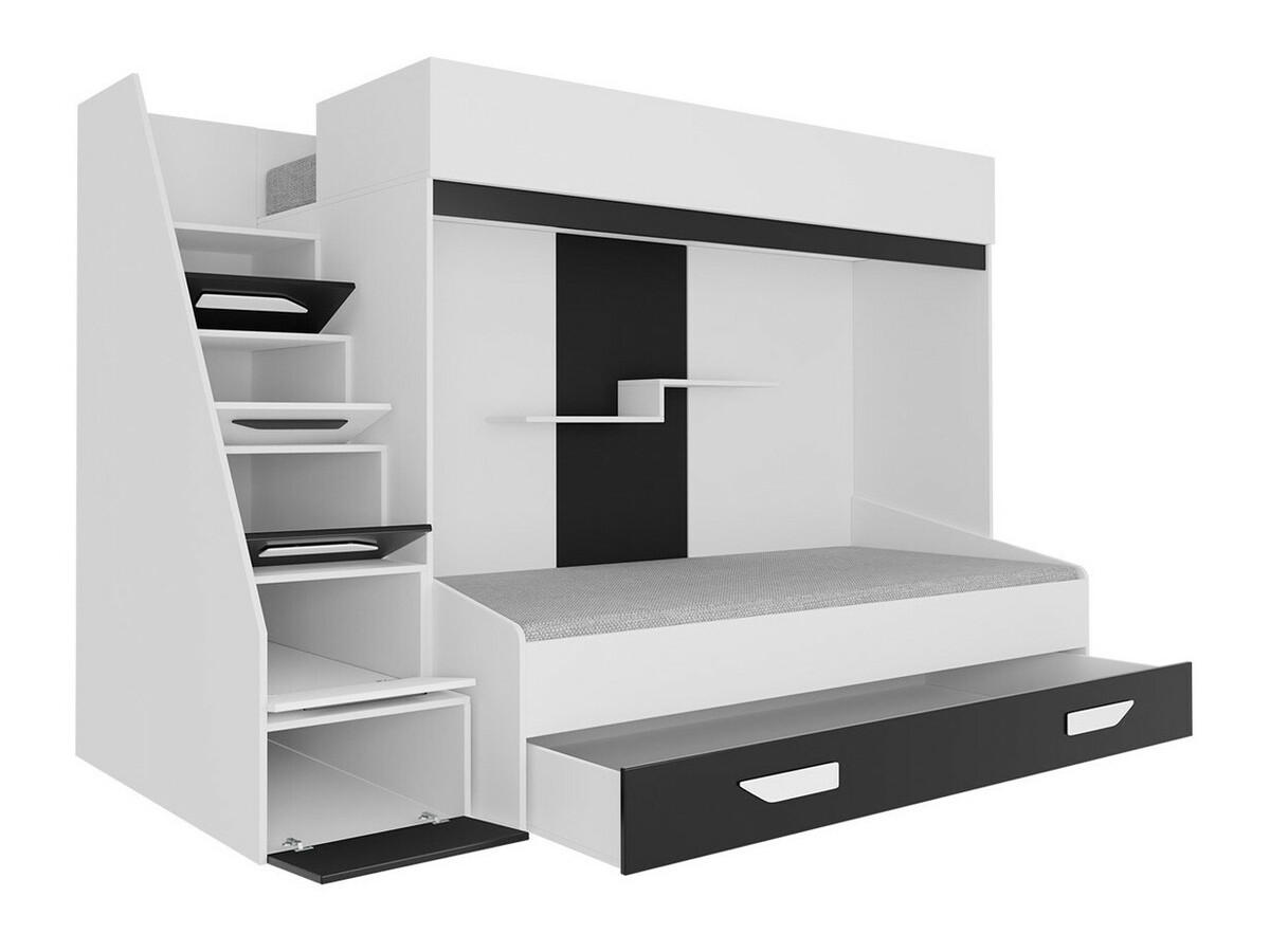 Pat supraetajat Hartford 356 (Alb + Negru lucios + Alb lucios)