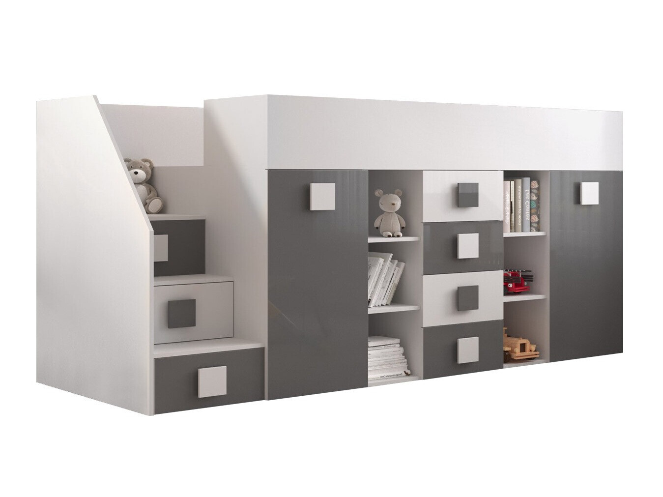 Pat înalt Hartford 366 (Alb + Gri lucios + Alb lucios)