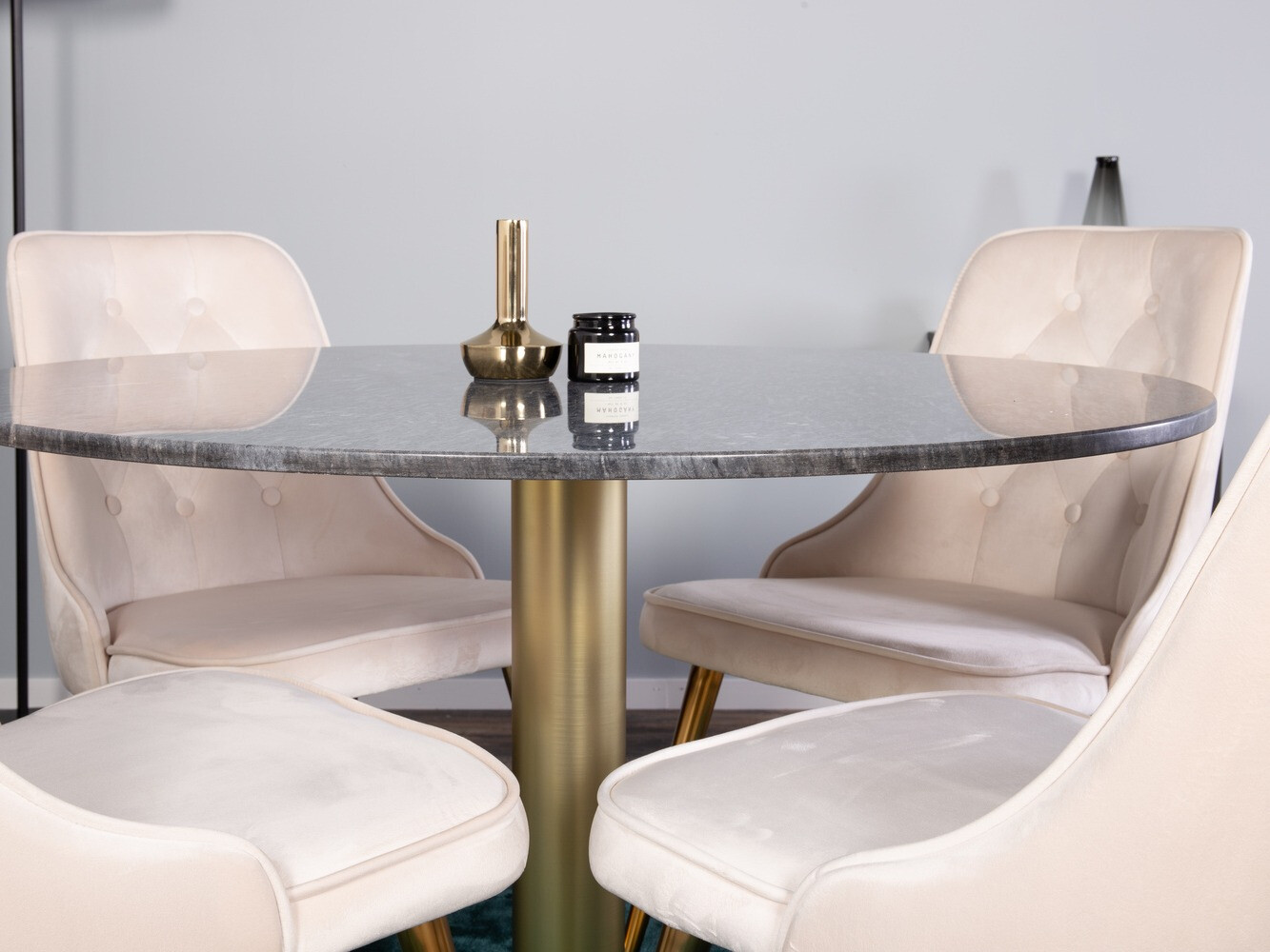 Set de dining Dallas 370 (Bej + Alamă)