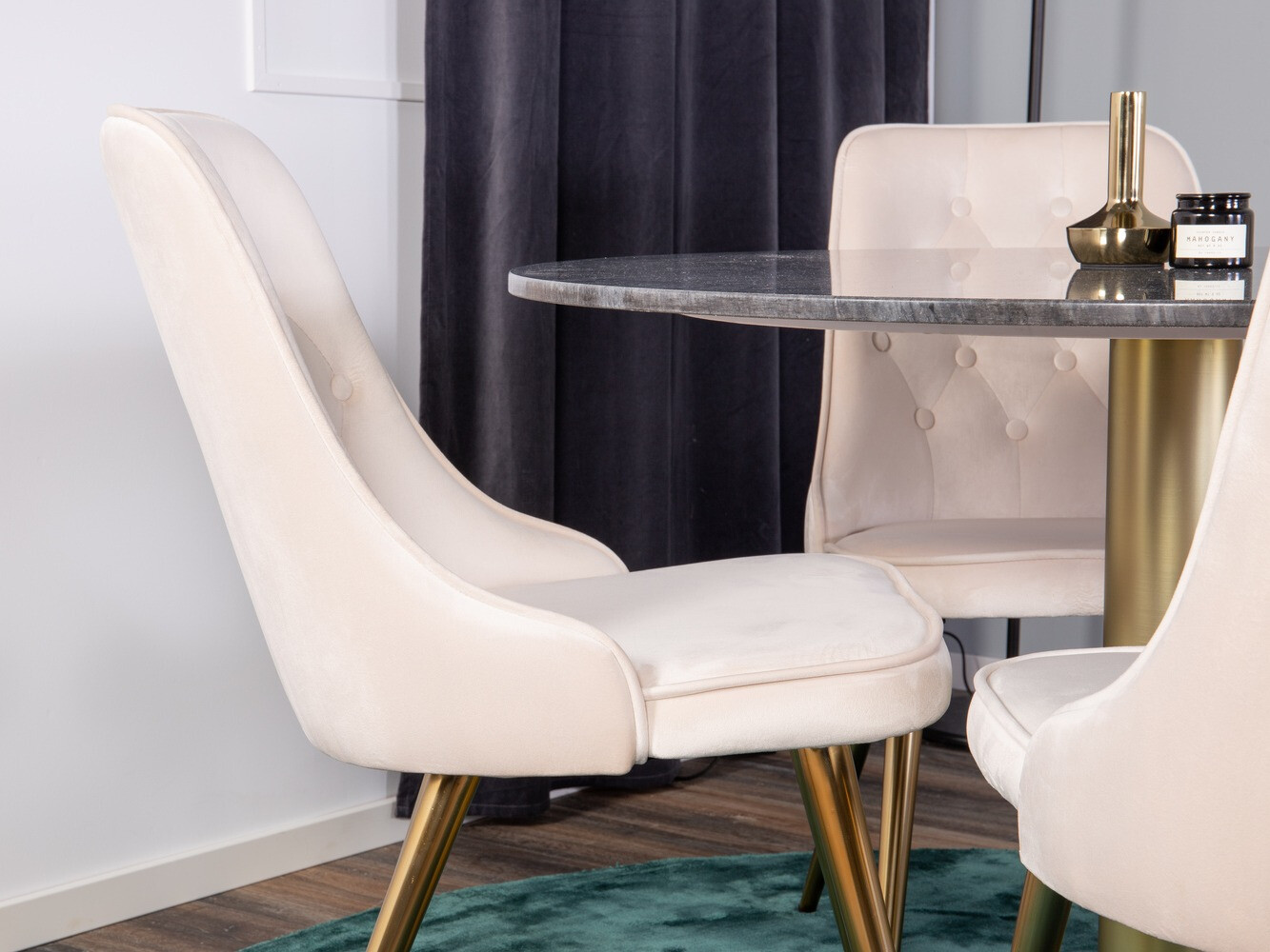 Set de dining Dallas 370 (Bej + Alamă)