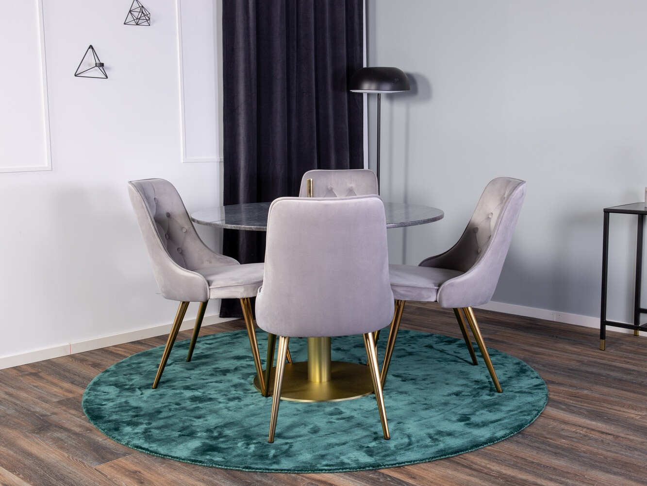 Set de dining Dallas 370 (Gri + Alamă)