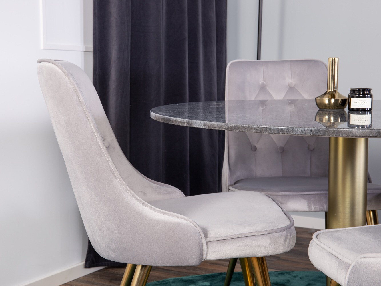 Set de dining Dallas 370 (Gri + Alamă)