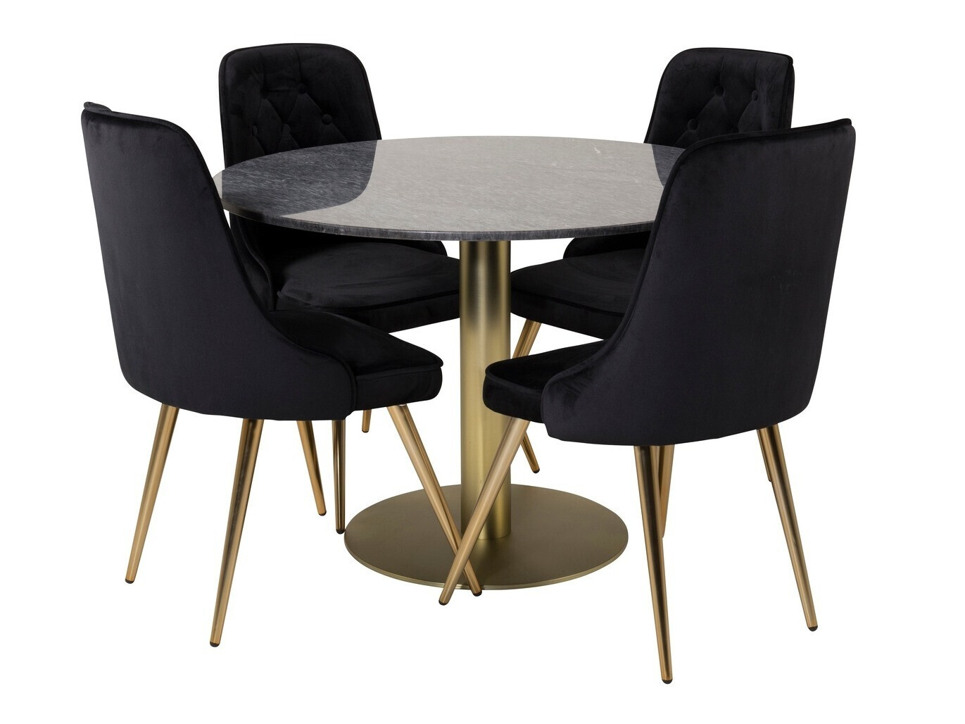 Set de dining Dallas 370 (Negru + Auriu)