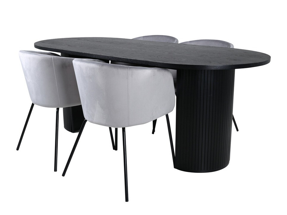 Set de dining Dallas 3313 (Negru + Gri deschis)