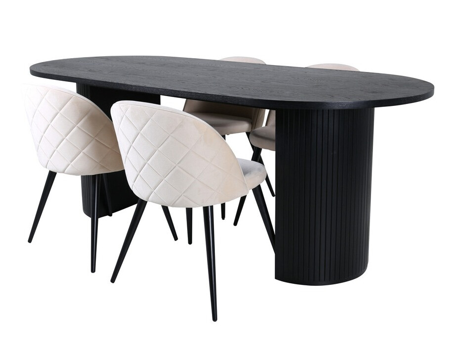Set de dining Dallas 3321 (Negru + Bej)