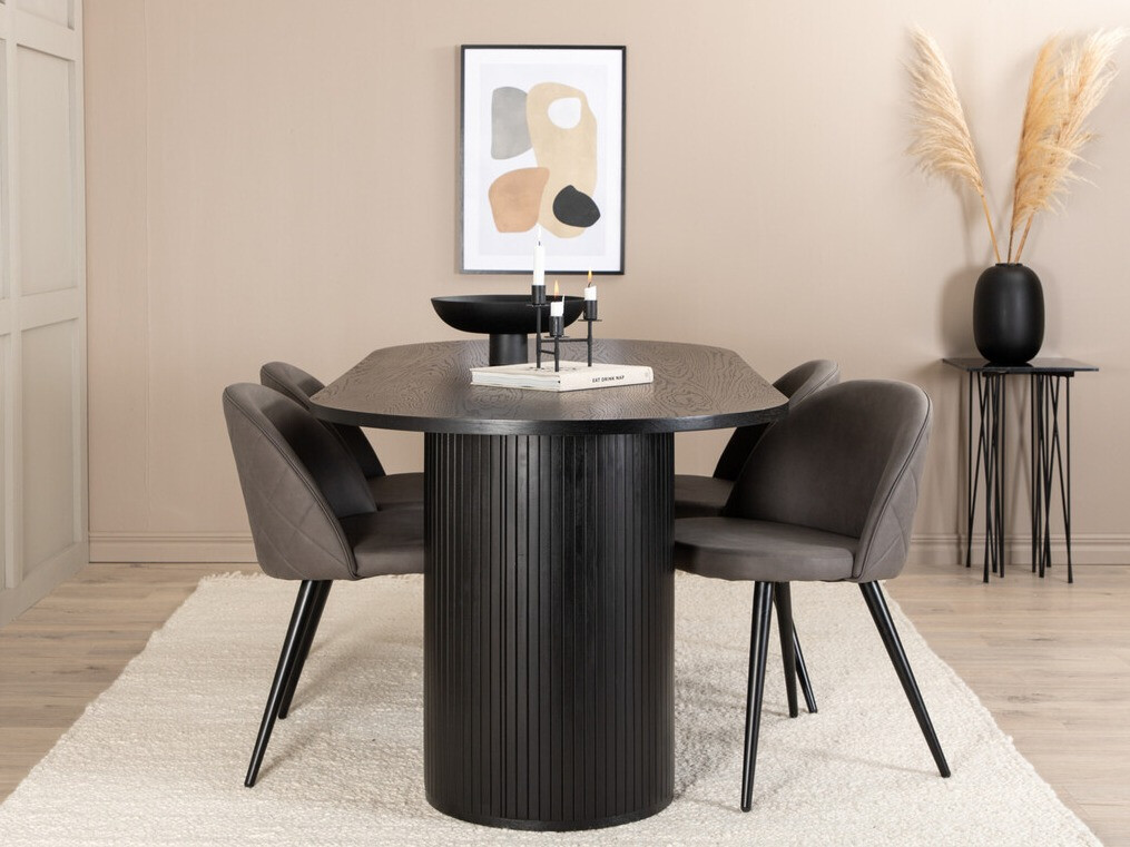 Set de dining Dallas 3321 (Negru + Gri)