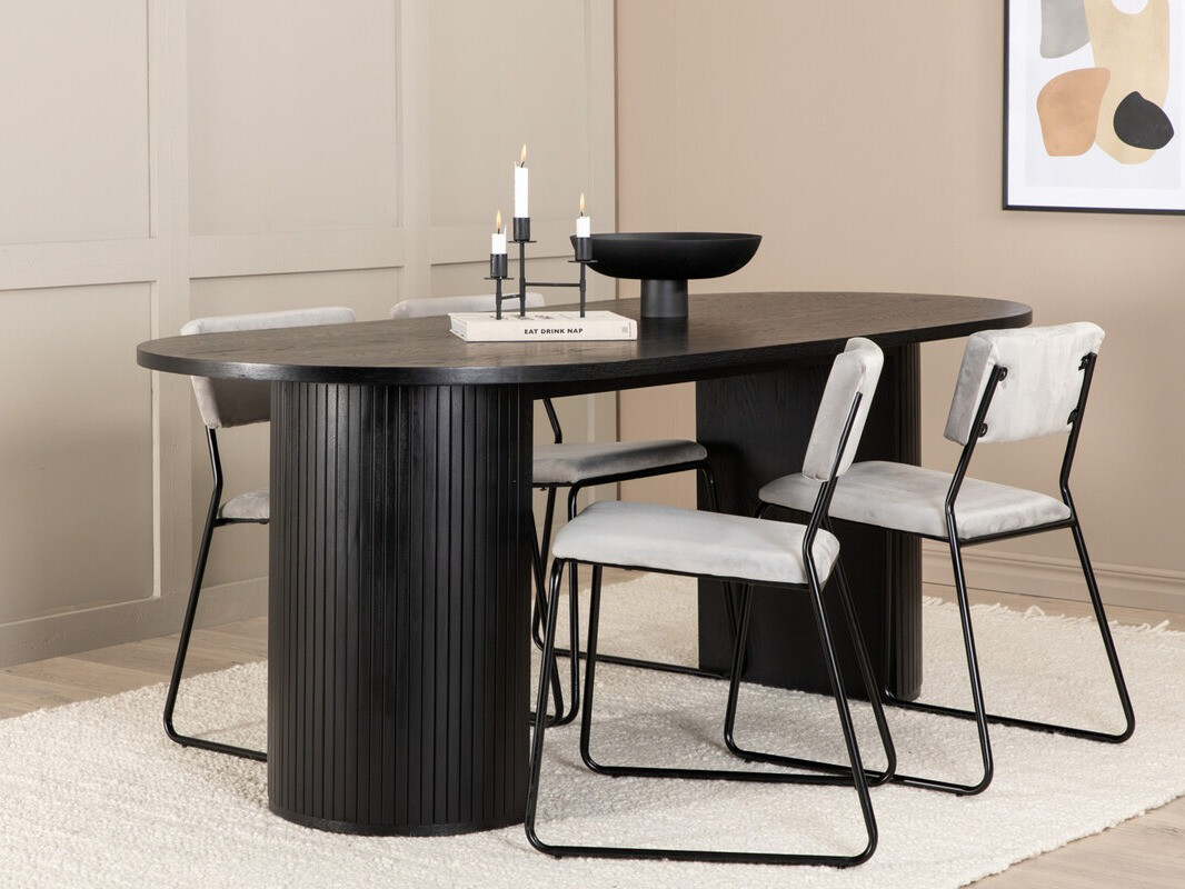 Set de dining Dallas 3322 (Negru + Gri deschis)
