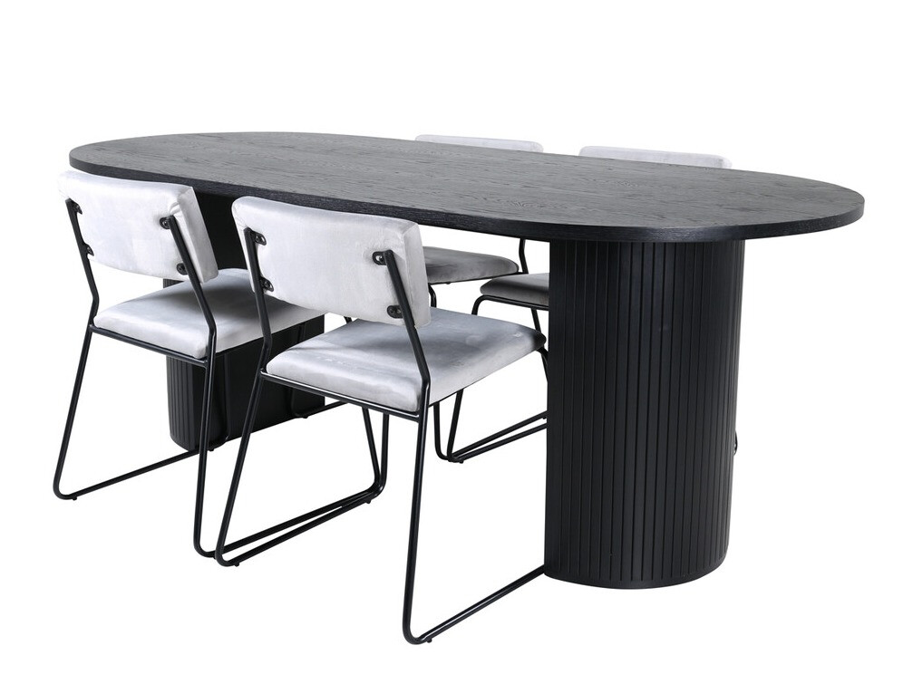 Set de dining Dallas 3322 (Negru + Gri deschis)