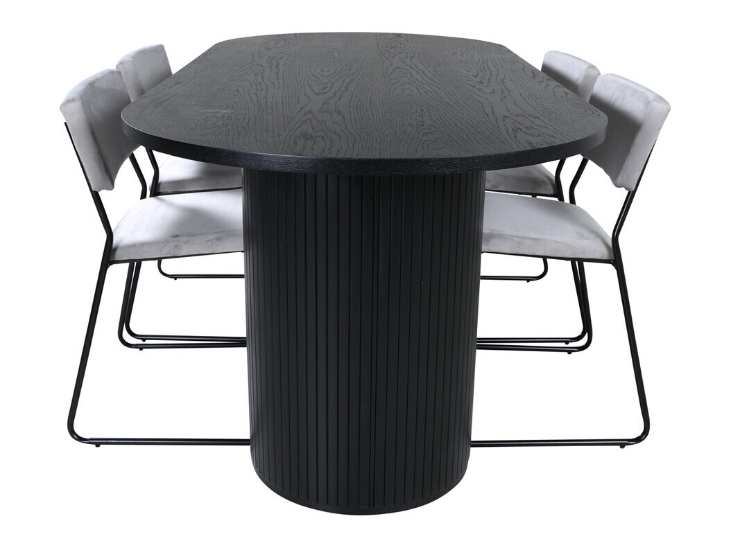 Set de dining Dallas 3322 (Negru + Gri deschis)