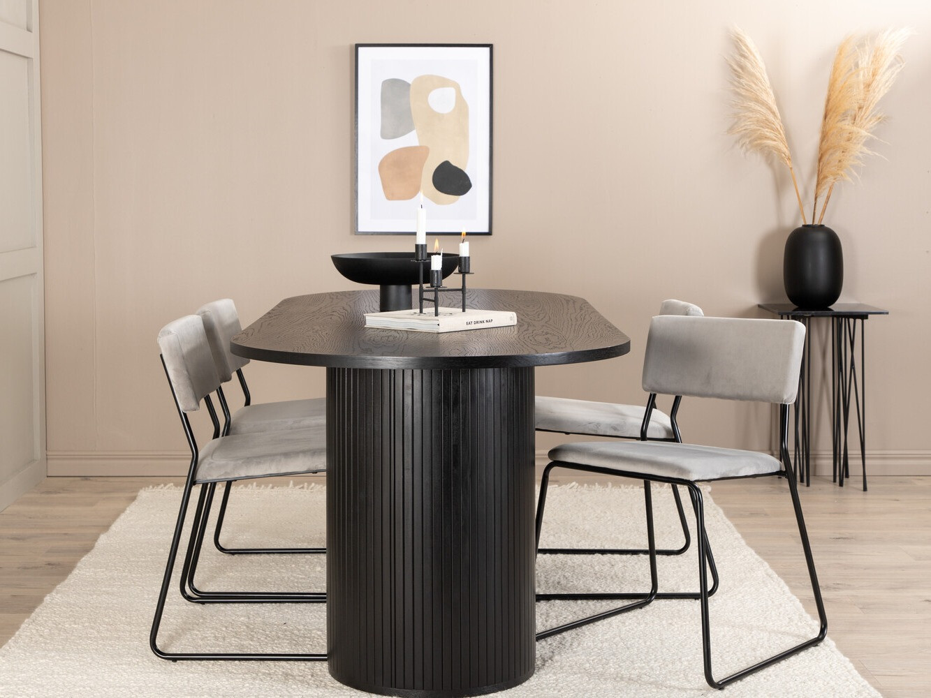 Set de dining Dallas 3322 (Negru + Gri deschis)