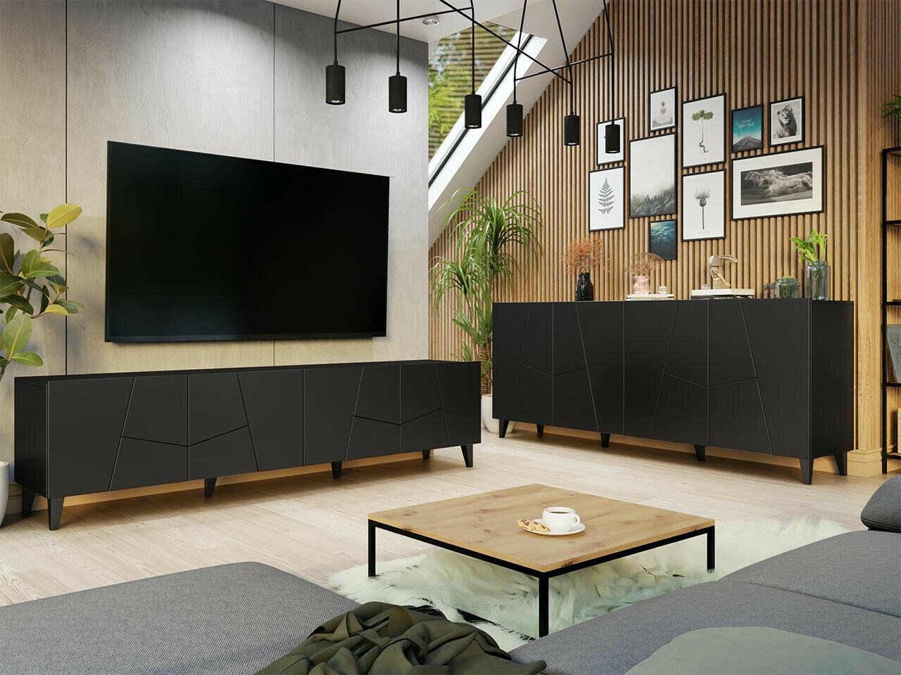 Set de living Charlotte 182 (Negru)