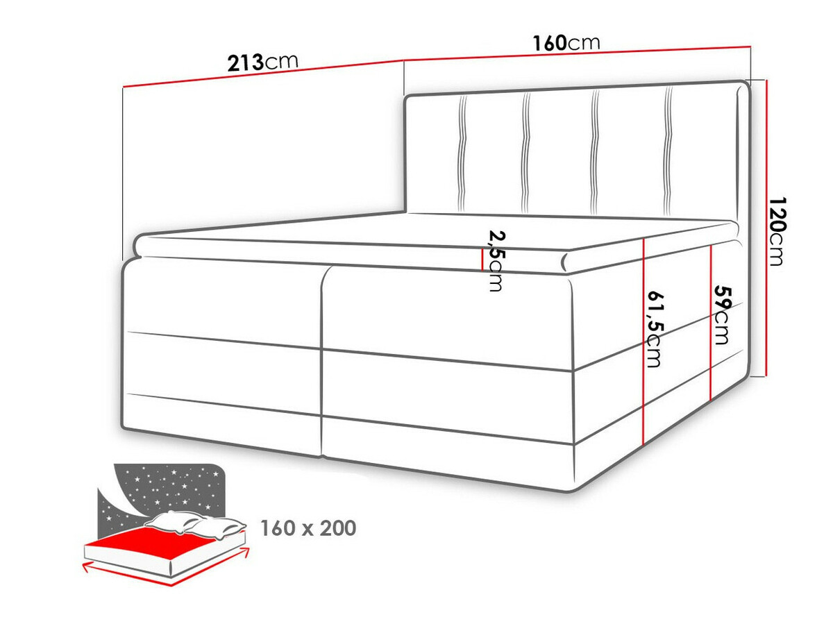 Pat boxspring Villa (Kameleon 04 + Kameleon 15)
