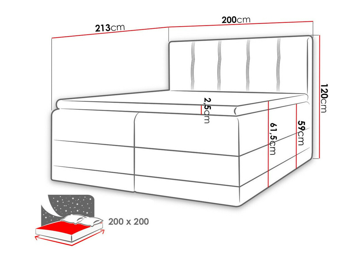 Pat boxspring Villa (Kameleon 04 + Kameleon 15)