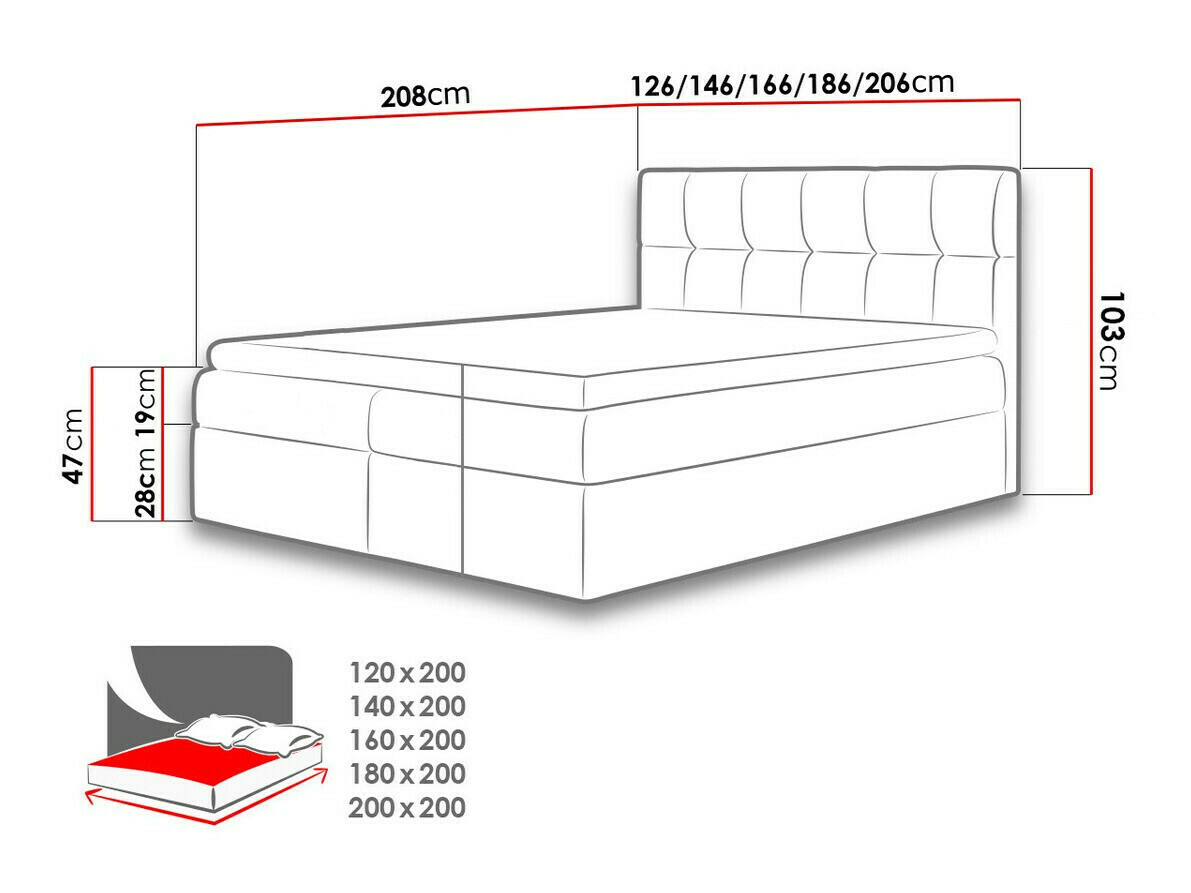 Pat boxspring Aedes (Rico 23)