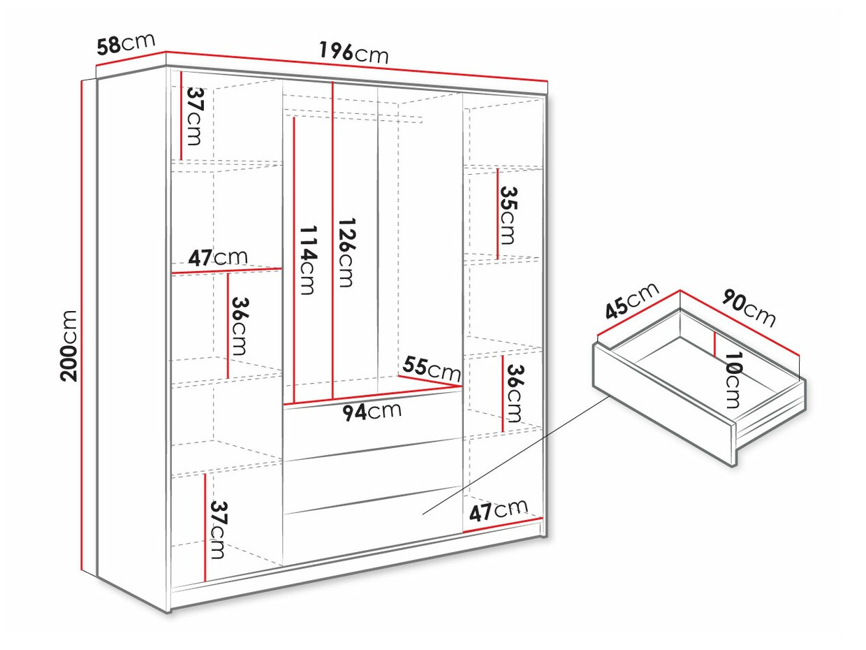 Dulap Honolulu 252 (Negru + Auriu)