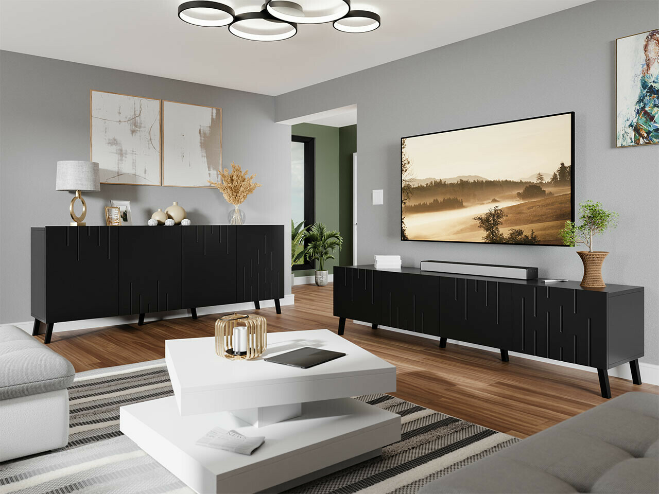 Set de living Charlotte 212 (Negru)