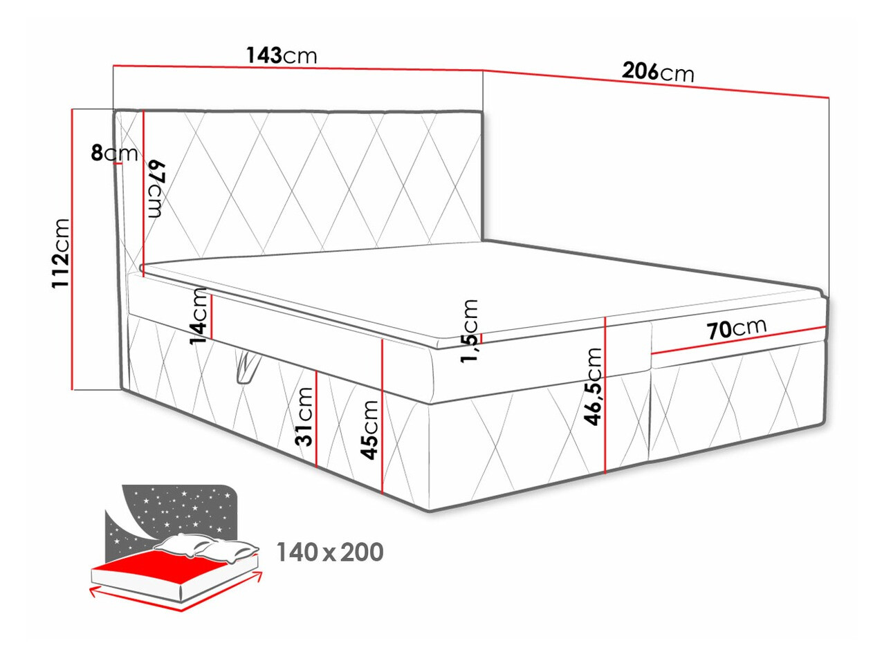 Pat boxspring Comfivo Avis (Magic Velvet 2227)