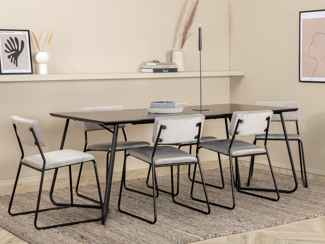 Set de dining Dallas 2715 (Gri + Negru)