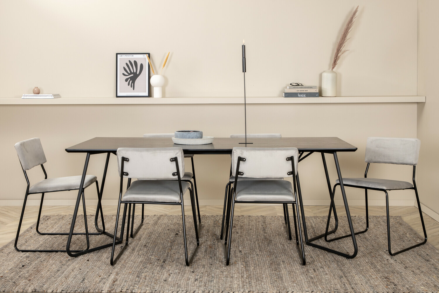 Set de dining Dallas 2715 (Gri + Negru)
