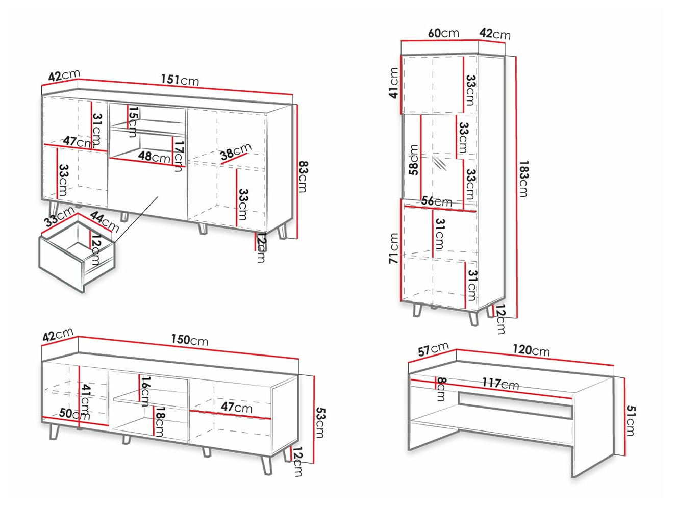 Set de living Dicto (Alb)