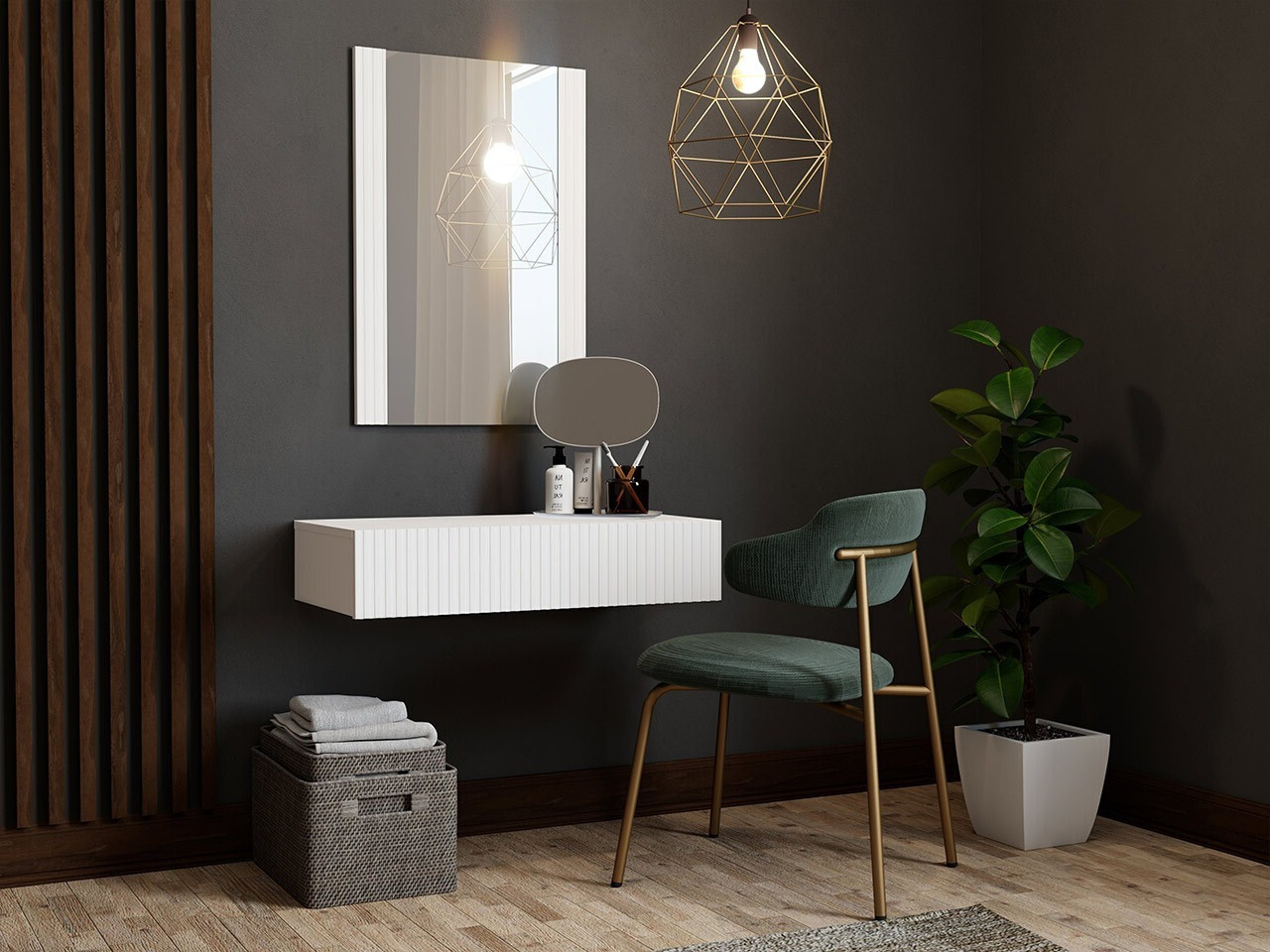 Măsuță de machiaj Dicto (Alb)